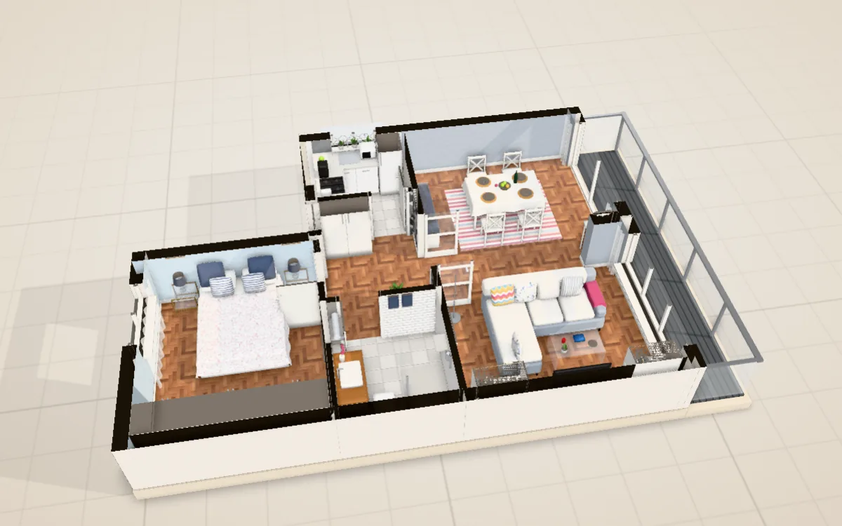 3D model of Castilho Park View · 1 Bedroom, seen from above